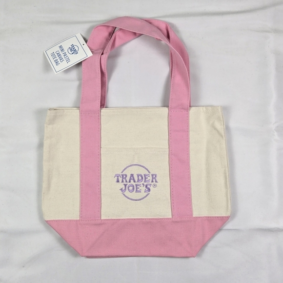 Trader Joe's Handbags - NWT Pink Trader Joe's  Mini Pastel Canvas Tote Bag